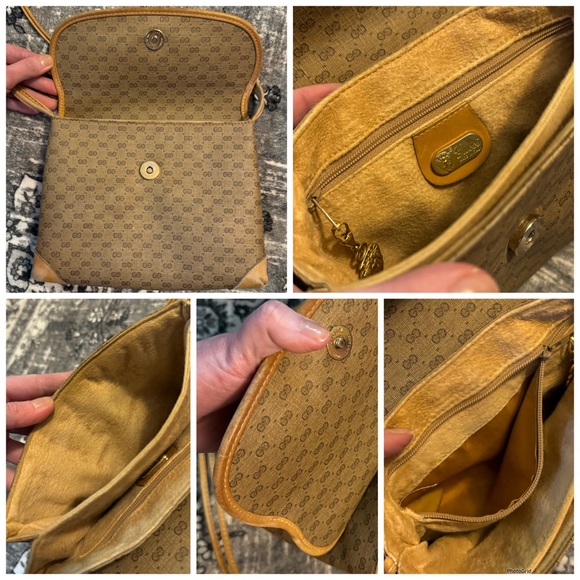 Gucci AUTHENTIC Vintage Tan Micro GG Monogram Small Crossbody Bag Purse - Picture 12 of 16
